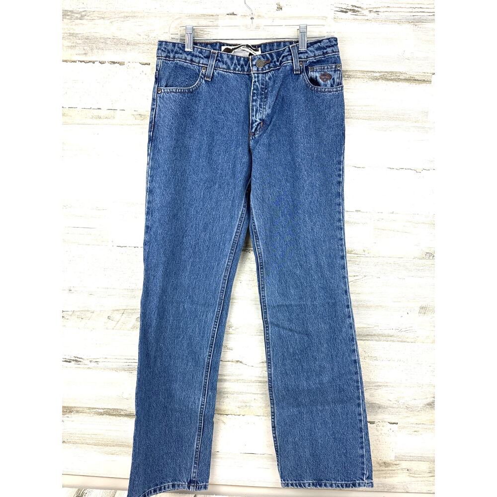 Harley-Davidson Womens 6 Straight Leg Medium Wash Cotton Denim Biker Jeans NEW